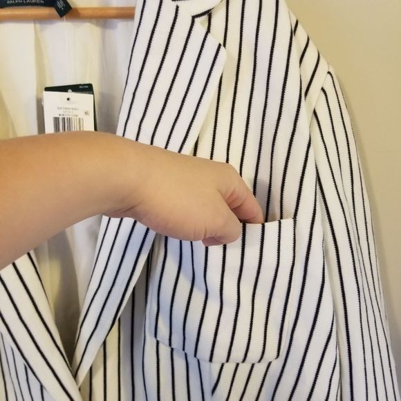 NWT Lauren Ralph Lauren Plus Size Piqué Striped Blazer Size 22W - Picture 5 of 9